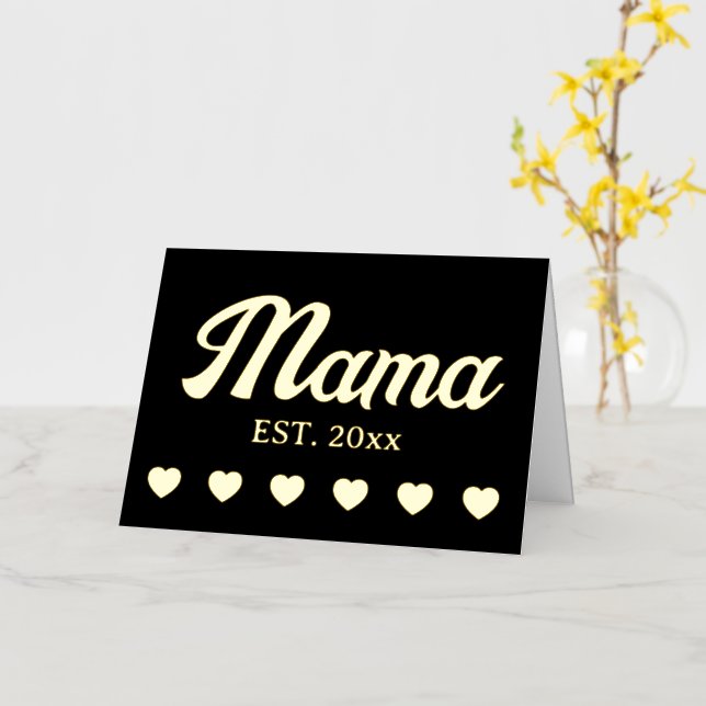Mama personalised year custom text hearts foil greeting card (Yellow Flower)