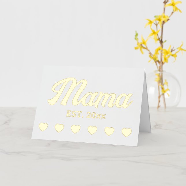 Mama personalised year custom text hearts foil greeting card (Yellow Flower)