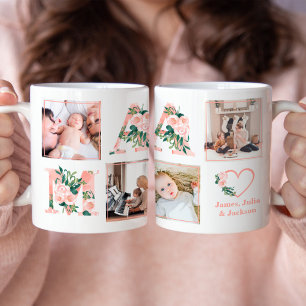 Mama Photo Floral Collage Custom Giant Coffee Mug