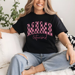 Mama Pink Chequered Retro Shirt, Mother's Day T-Shirt