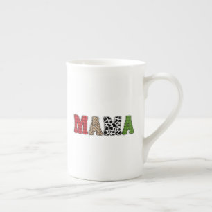 Mama Plaid Pattern Christmas Design-54398 Bone China Mug