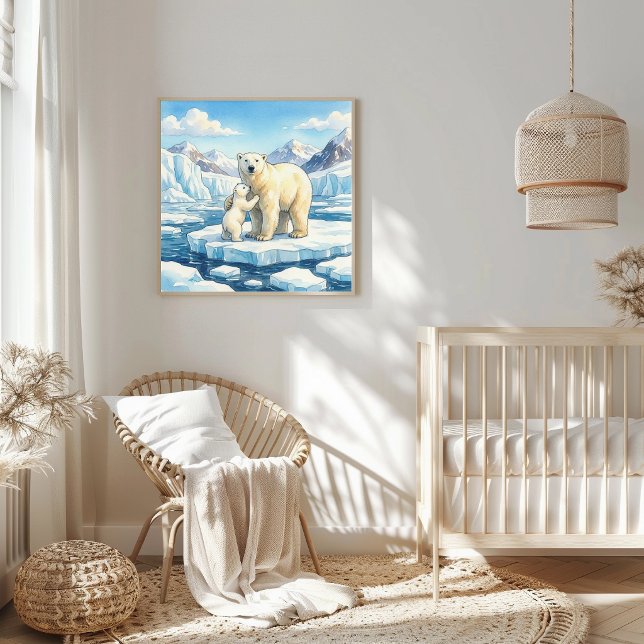 Mama Polar Bear and Cub Nursery Poster (Creator Uploaded)