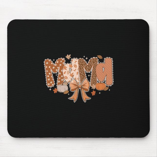 Mama Pumpkin Fall Coquette Lace Bow Thanksgiving M Mouse Pad (Front)