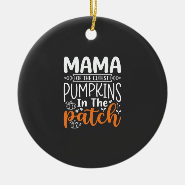 Mama Pumpkins Patch Halloween Design_1 Ceramic Tree Decoration (Front)