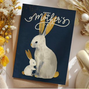 Mama Rabbit with Her Baby Woodland Mother's Day Holiday Card