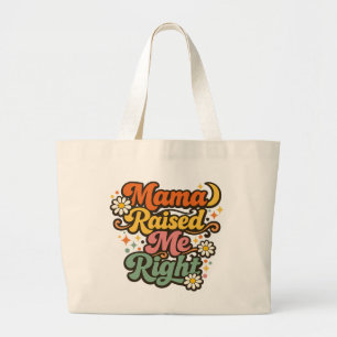 Mama Raised Me Right Retro Tote Bag – Groovy Mum Q