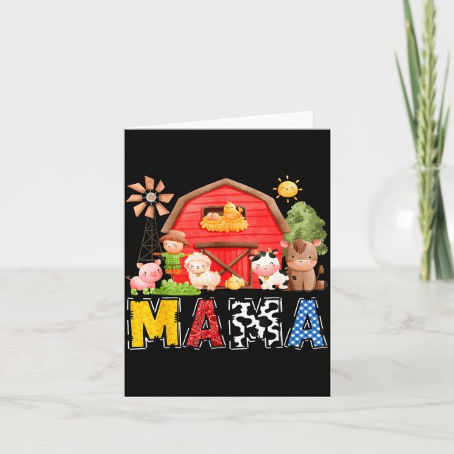 Mama Red Farm Cow Birthday Boy Matching Family Par Card (Front)