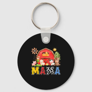 Mama Red Farm Cow Birthday Boy Matching Family Par Key Ring