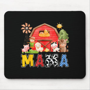 Mama Red Farm Cow Birthday Boy Matching Family Par Mouse Pad