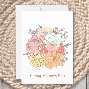 Mama Retro Floral Pastel Mum Mother's day Card