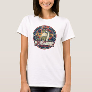 Mama Rex with Baby Blue Bandanna Dino Mum T-Shirt