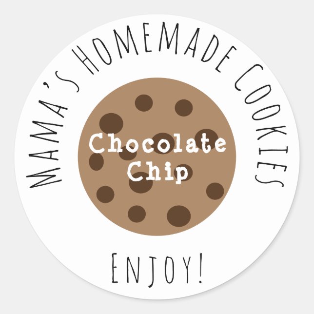 Mama’s Homemade Chocolate Chip Cookies Classic Round Sticker (Front)