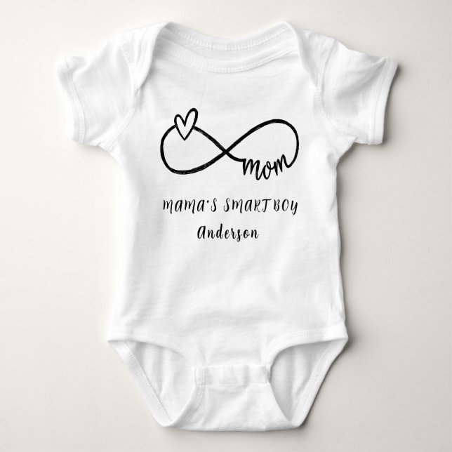 MAMA"S SMART BOY  Personalised Name Cute Baby Bodysuit (Front)
