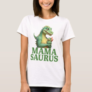 Mama Saurus Family Matching Funny T Rex Design T-Shirt