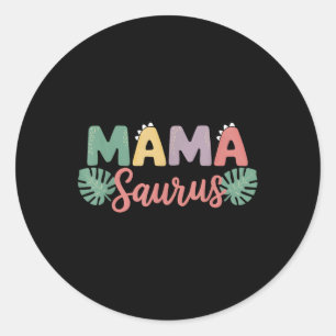 Mama Saurus Mum Dad Dinosaur Birthday Family Match Classic Round Sticker