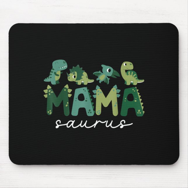 Mama Saurus Mum Dinosaur Three Rex Birthday Boy Mouse Pad (Front)