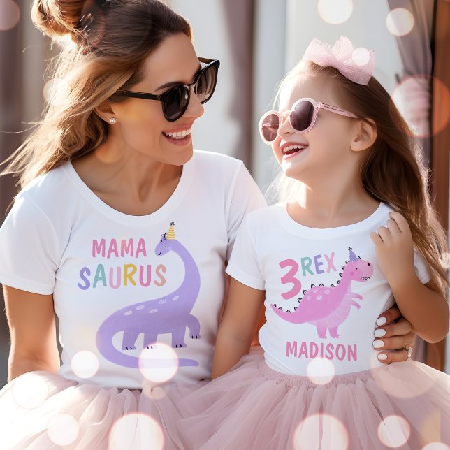 Mama Saurus Mum Of The Birthday Girl Dinosaur  T-Shirt (Creator Uploaded)
