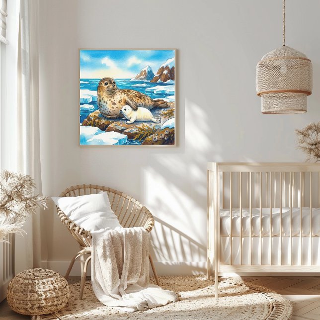 Mama Seal and Pup Nursery Poster (Creator Uploaded)