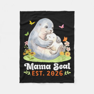 Mama Seal Est 2026 Motherhood Journey New Mum with Fleece Blanket