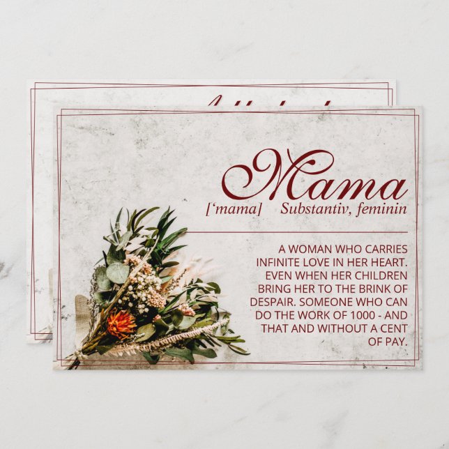 Mama - simply irreplaceable - Bouquet (Front/Back)