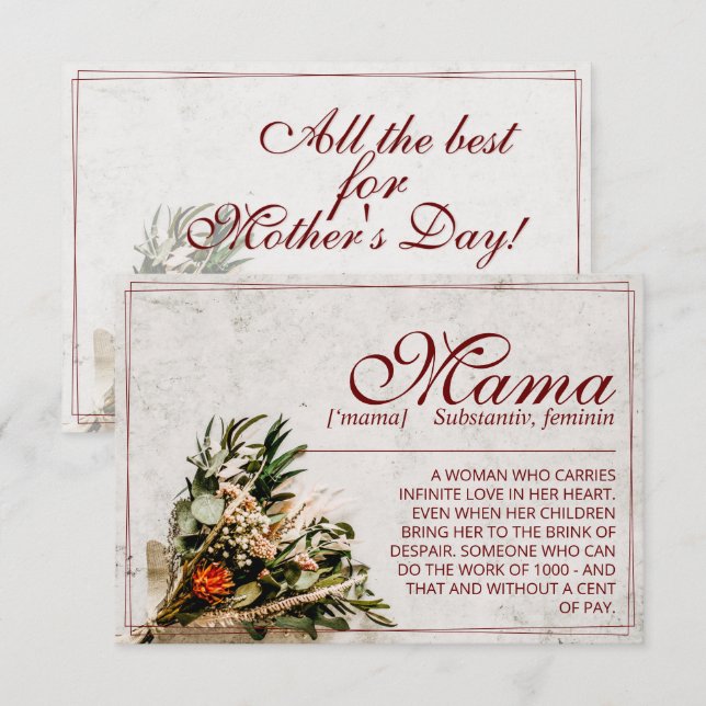 Mama - simply irreplaceable - Bouquet (Front/Back)