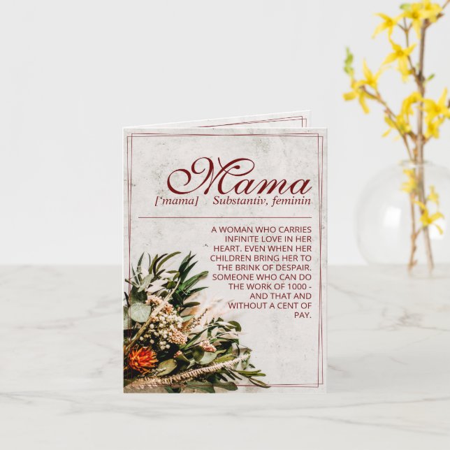 Mama - simply irreplaceable - Bouquet Card (Yellow Flower)