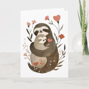 Mama Sloth& Baby Mother's Day Heart-Shaped Photo Card