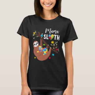 Mama Sloth Puzzle Piece Autism Awareness Autism Mo T-Shirt