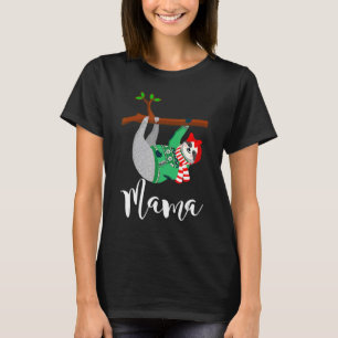 Mama Sloth Santa Hat Christmas Pajama Family T-Shirt
