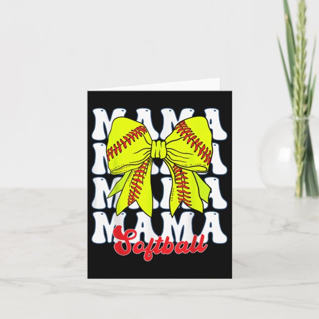 Mama Softball Coquette Bow Game Day Softball Mothe Card (Front)