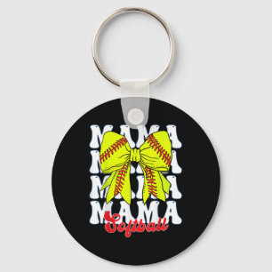 Mama Softball Coquette Bow Game Day Softball Mothe Key Ring