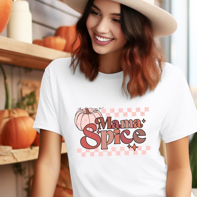 Mama Spice Fall Retro Pumpkin Pink Tri-Blend Shirt (Mama Spice Fall Retro Pumpkin Pink Tri-Blend Shirt)