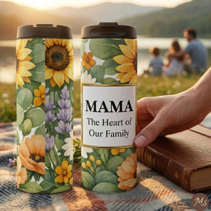 MAMA Sunflower Lavender Gold Frame Travel Mug Gift