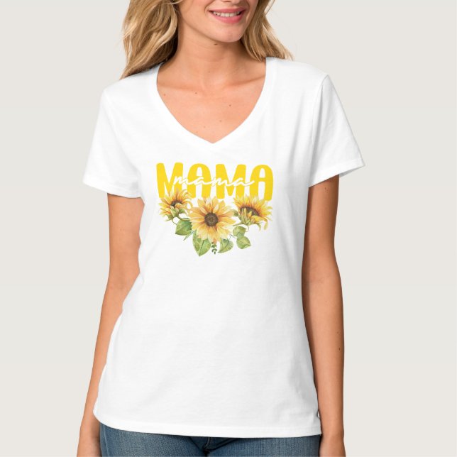 Mama Sunflower Sunshine - Cheerful Floral Design T-Shirt (Front)