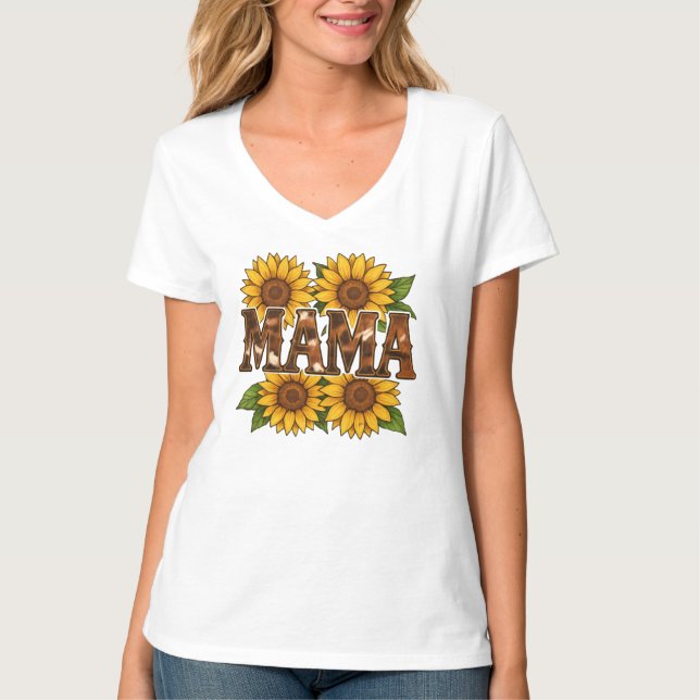 Mama Sunflowers Gift For Mum Mother's Day Rustic  T-Shirt (Front)