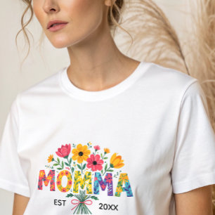 Mama Text with Flowers Tri-Blend Shirt