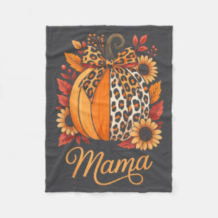 Mama Thanksgiving Leopard Pumpkin Sunflower Coquet Fleece Blanket