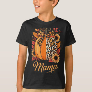 Mama Thanksgiving Leopard Pumpkin Sunflower Coquet T-Shirt
