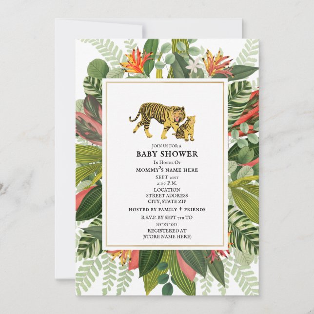 Mama Tiger Botanical Baby Shower Invitation (Front)