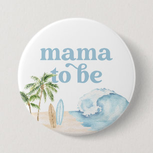 Mama to Be Baby on Board Beach Baby Shower 7.5 Cm Round Badge