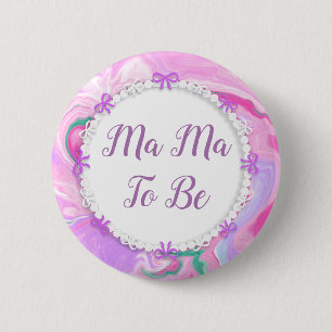 Mama To Be Baby Shower Pink & Purple 6 Cm Round Badge
