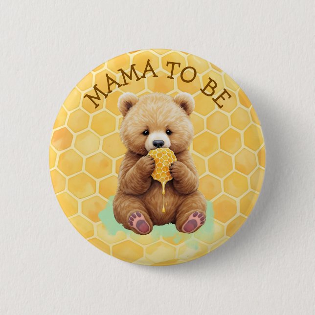 Mama to Be | Bear themed Boy's Baby Shower 6 Cm Round Badge (Front)