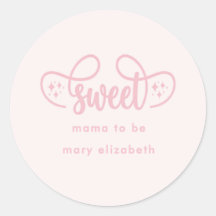 Mama To Be Pink Baby Shower Favor Sticker