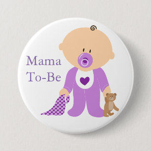 Mama To Be Purple Baby Button