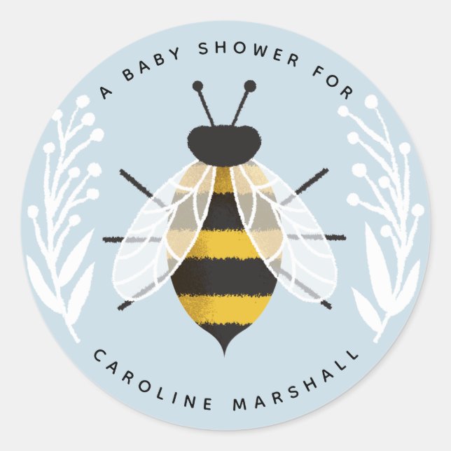 Mama to Bee Baby Boy Shower Sticker (Front)