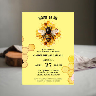 Mama To Bee Baby Shower Invitations