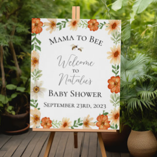 Mama to Bee Baby Shower Welcome Sign Glossy Poster