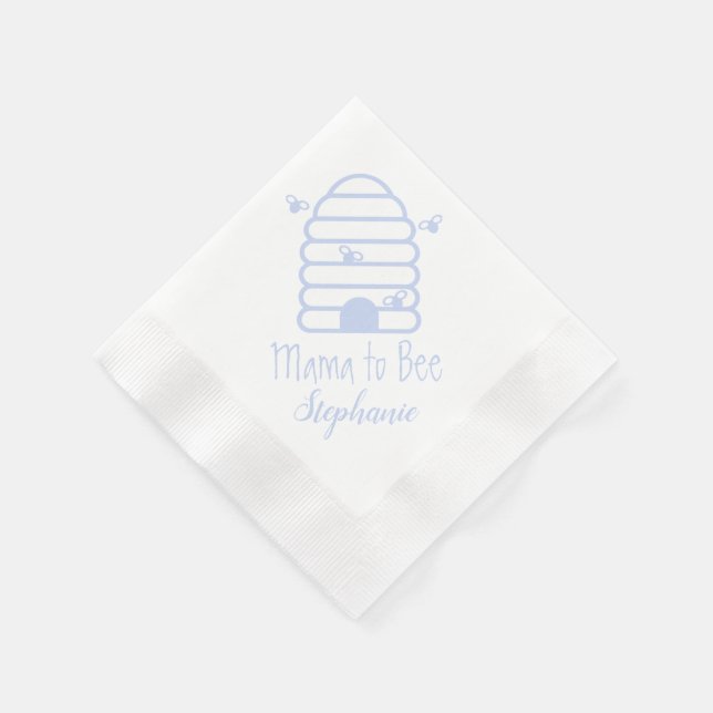 Mama to Bee Blue Hive Baby Shower Napkins (Corner)
