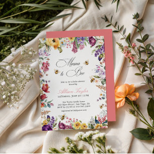 Mama To Bee Colourful Floral Bee Baby Shower  Invitation