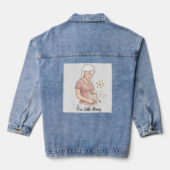 Mama To Bee Cute Pregnancy Announcement Denim Jacket (Back)